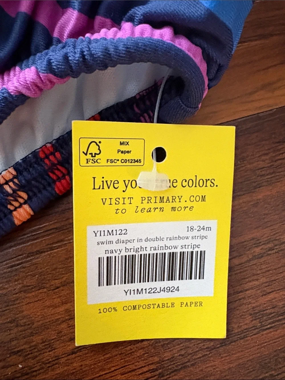 NWT Primary Stripe Reusable Swim Diaper - Navy & Multicolor